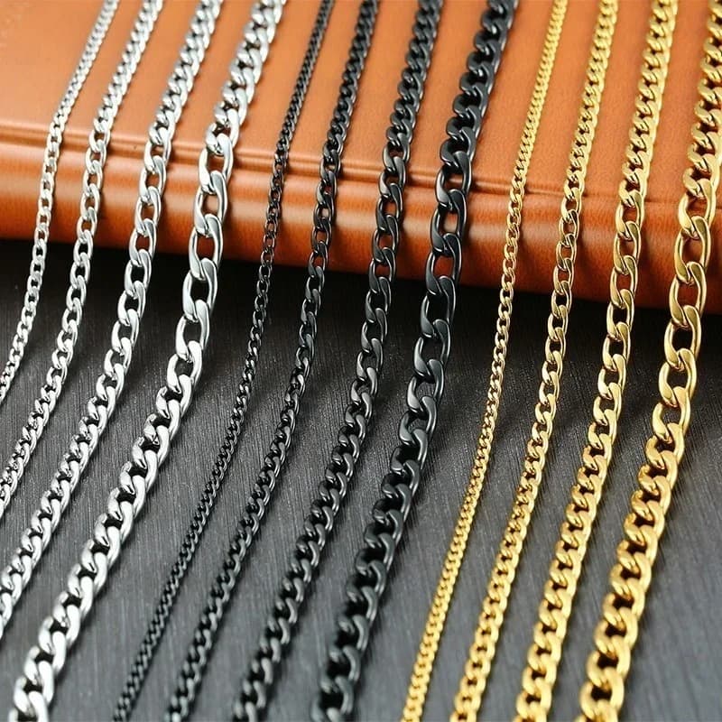 Vnox- Collier chaîne à maillons cubains pour hommes, bijoux tour de cou en acier inoxydable couleur or noir, cadeaux pour lui
