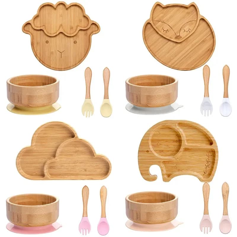 Vaisselle pour enfants, assiette à succion bol vaisselle pour bébé plats d'alimentation pour bébé ensembles cuillère fourchette assiette en