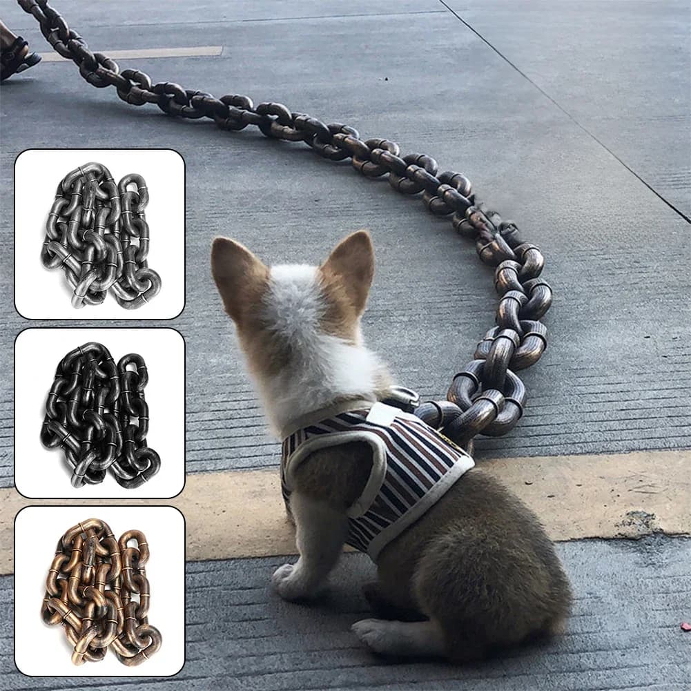 Chaîne de Simulation en plastique amusante de 1.5m, laisse pour chien et animal de compagnie, corde de Tractions pour animaux de compagnie,