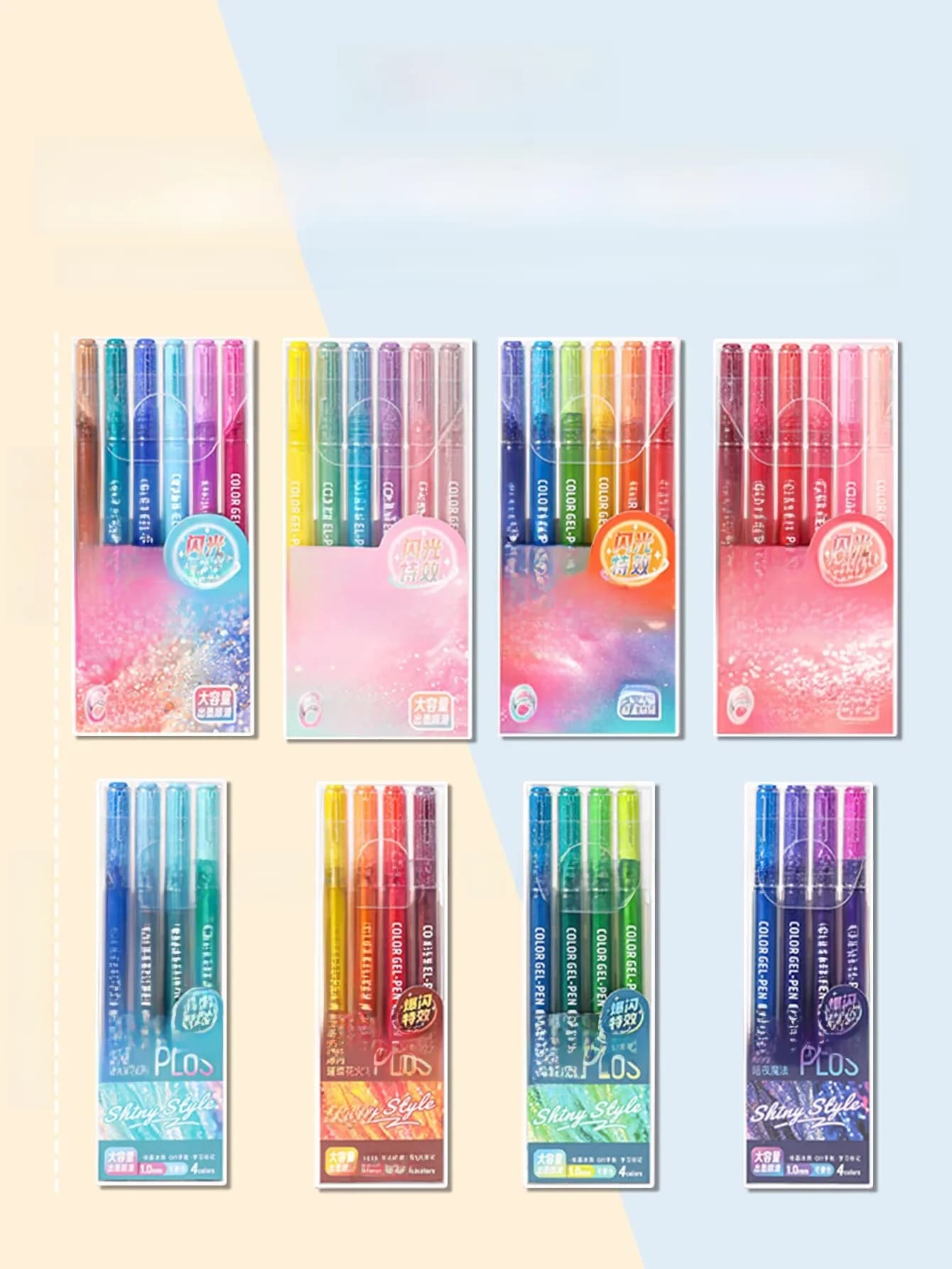 Languo – stylo de compte à main 4-48 couleurs, grande capacité, Flash, effets spéciaux, peinture de haute beauté, stylo neutre pour étudiant,