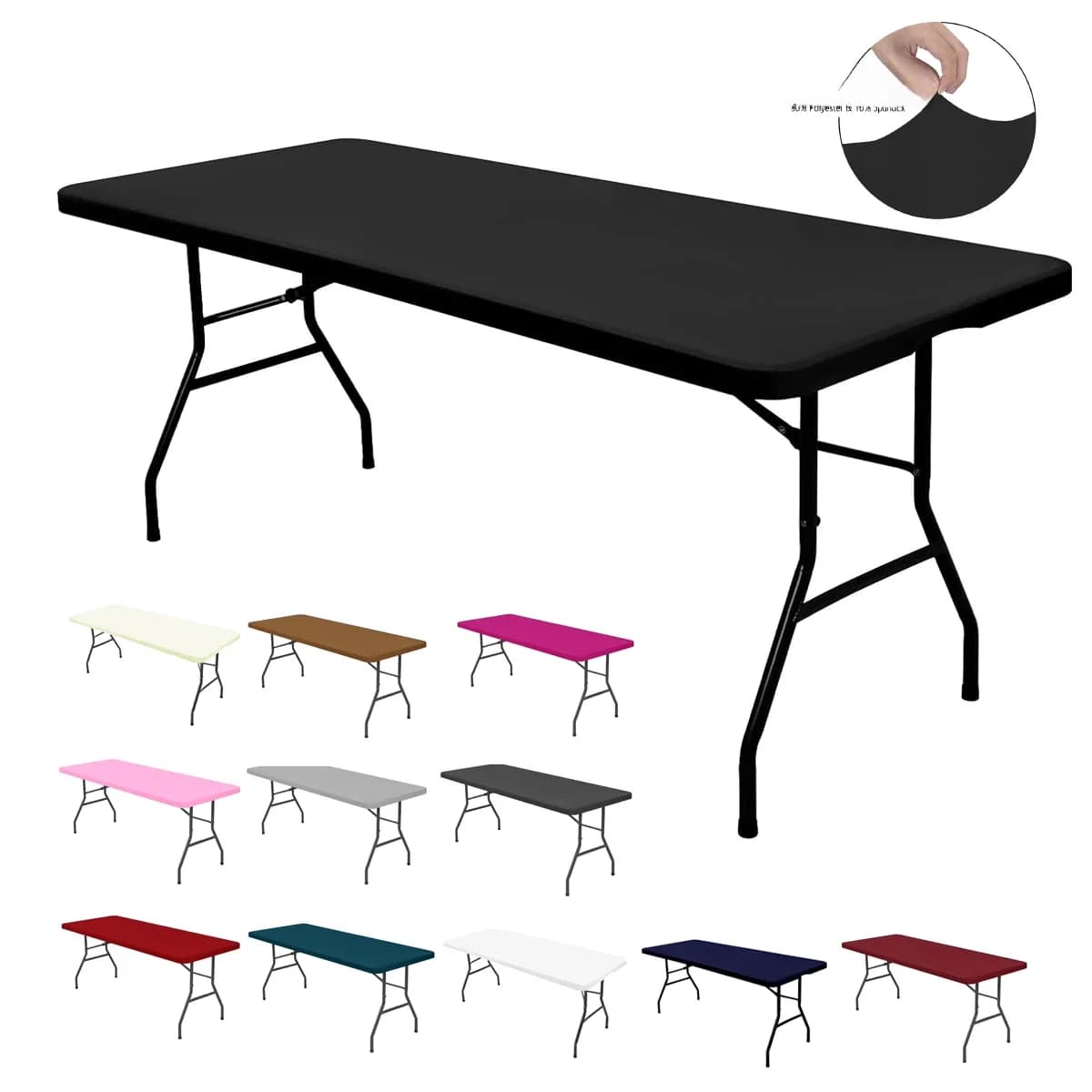 Nappe en Spandex élastique ajustée, extensible, rectangulaire, lavable et résistante aux rides, pour Table de Patio, 4/6/8 pieds, 1 pièce
