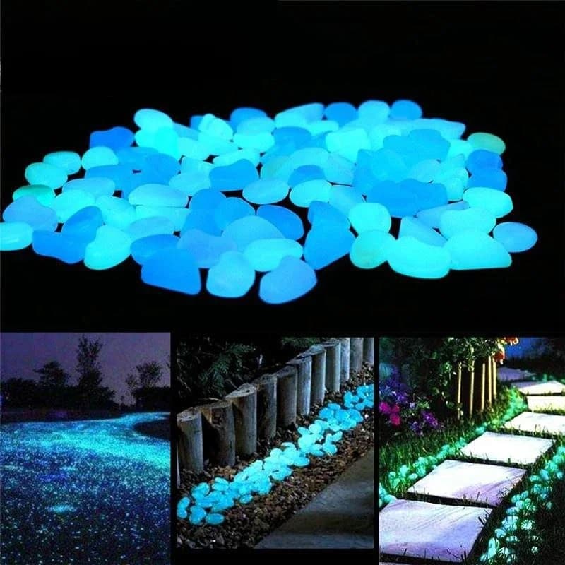 Pierres lumineuses qui brillent dans la nuit, galets scintillants, passerelles extérieures, décoration de jardin de maison, roches de galets pour