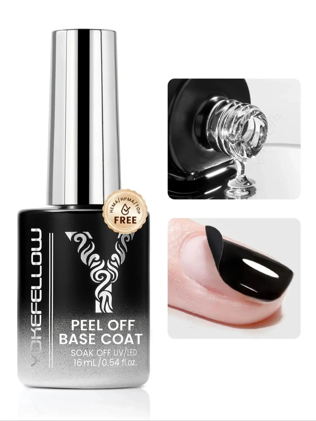 YOKEFELLOW Peel Off Base Coat 16ml Vernis à ongles en gel transparent Gel pratique pour coller le fond du moule de sandwich double formes d'ongles