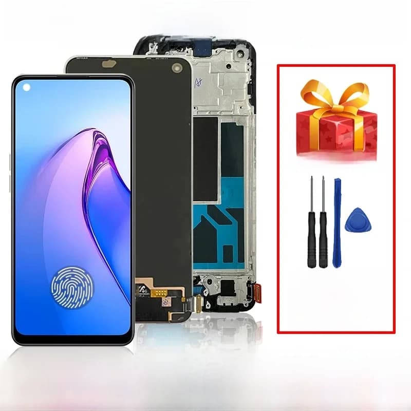 Écran tactile LCD AMOLED de 6.4 pouces pour Oppo Reno8 CPH2359, ensemble numériseur pour Oppo Reno 8 4G CPH2457 LCD avec cadre