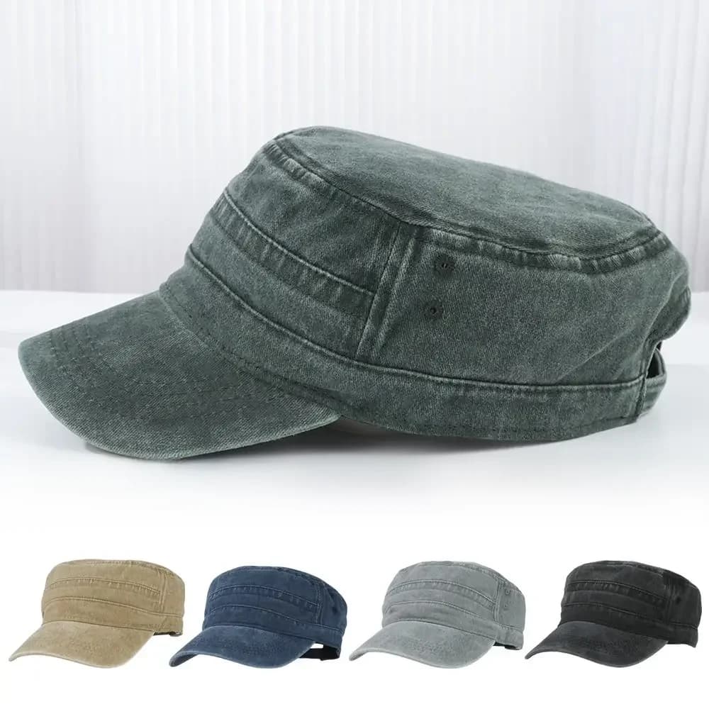 Casquette plate de l'armée en coton pur pour homme, grande tête, casquette de Baseball d'extérieur, chapeau militaire d'été en Polyester, grande