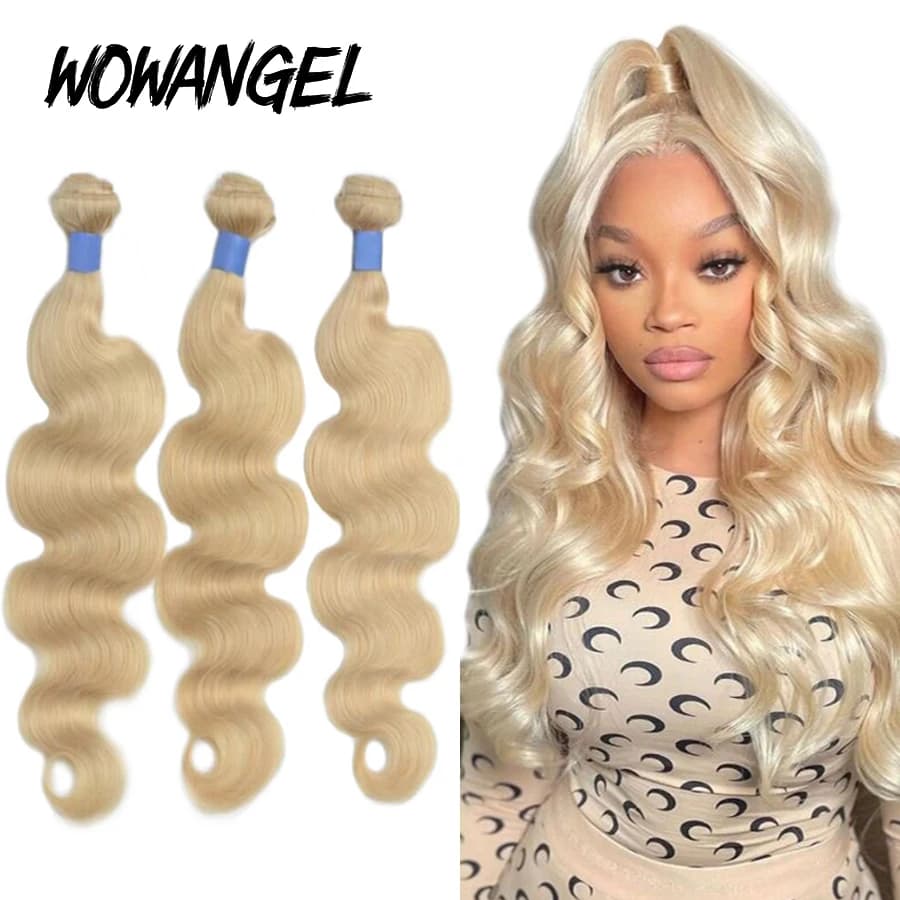 WOWANGEL-Tissage en lot malaisien naturel Remy Body Wave, blond 3/4 613, 10A 26 28 30 pouces, extension de cheveux, double trame