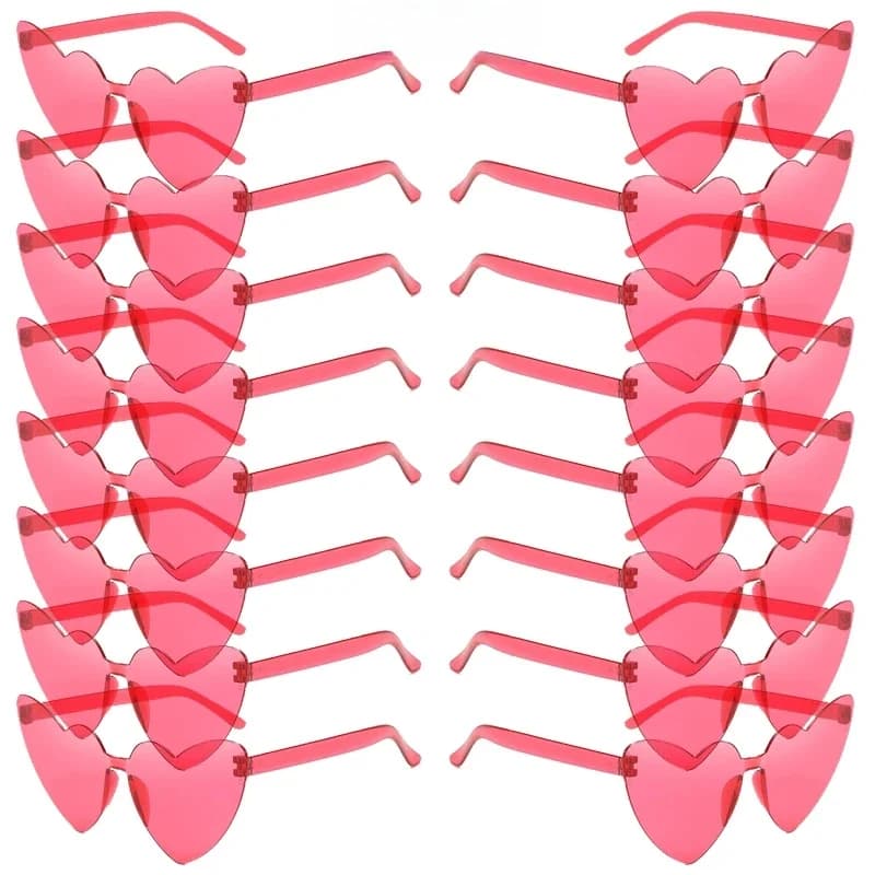 16/20 paires de lunettes de soleil en forme de coeur mignon mode sans monture couleur unie plage vacances nuances femmes à la mode Rave décor