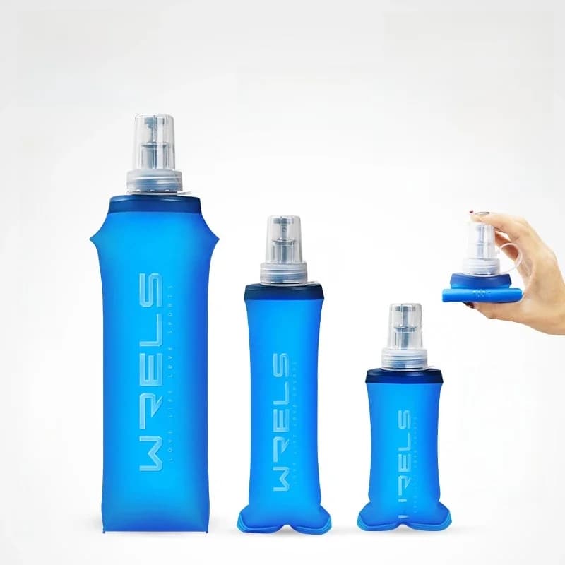 WRELS bouteille d'eau courante flacon souple pliant bouteille d'eau pliable TPU sans BPA Camping randonnée voyage bouteille d'eau pliante