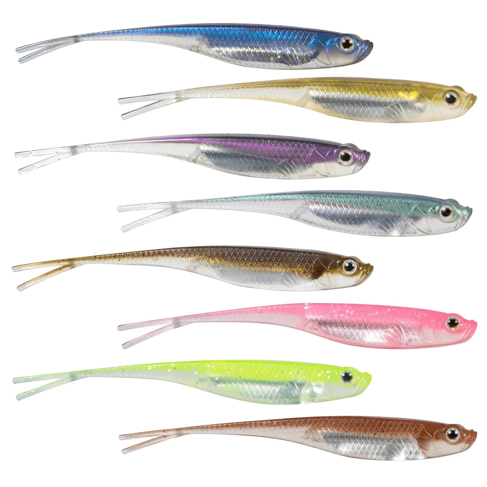 Dr.Fish 5/6 pièces pêche leurre souple en plastique fourchette d'eau salée queue goutte tir Silicone appât souple ver bar truite brochet doré