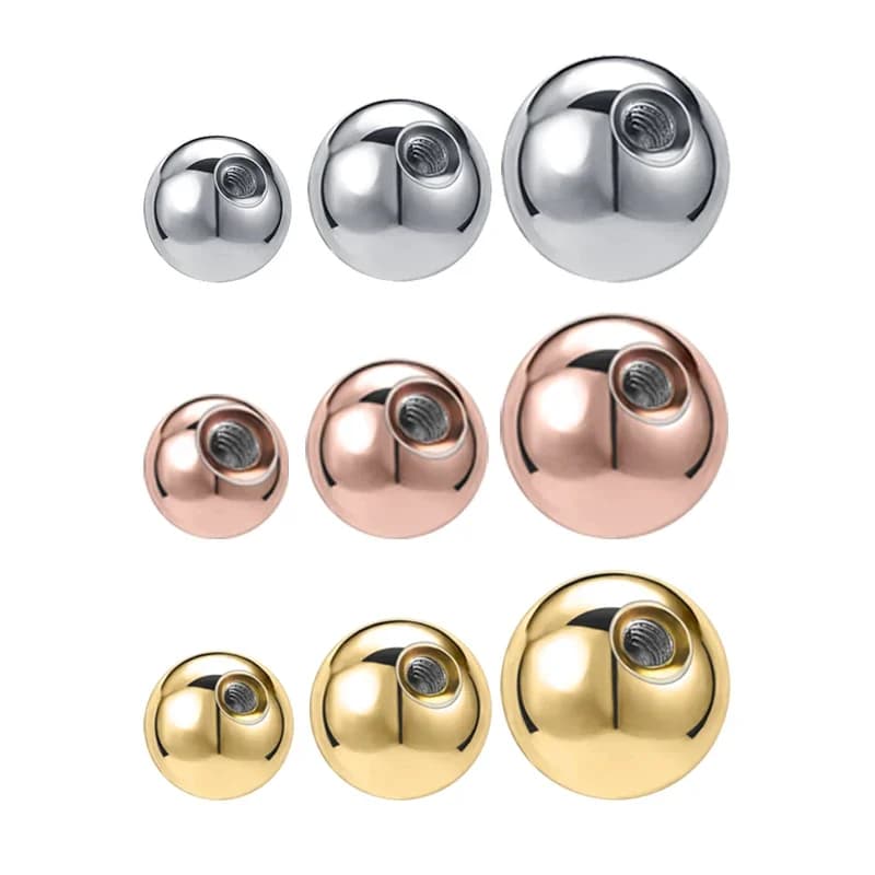 ZS 5-50 pièces 16G vis de perçage en acier inoxydable boule de remplacement plaqué or Rose boules de boucle d'oreille nez Labret Helix boule de