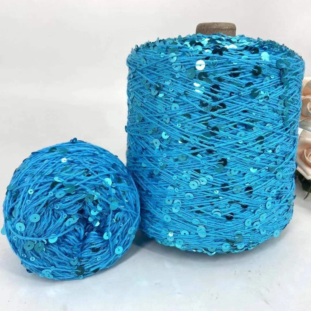 COOMAMUU-Fil de Coton à Paillettes pour Femme, Fil à Faire Soi-Même, Pull en Laine, Chapeau, Écharpe, 50 Boules, 140m, 3mm + 6mm