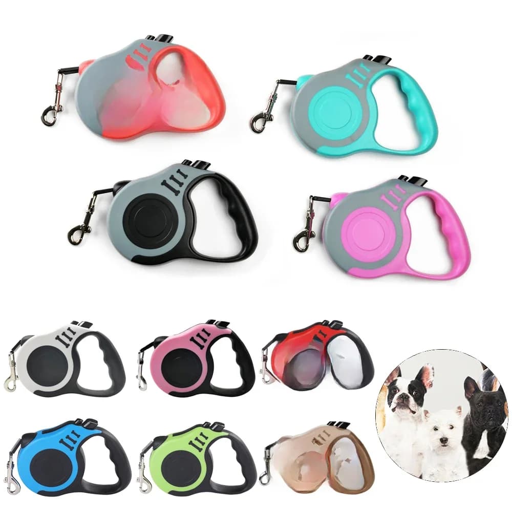 Laisse pour chien de 3m 5m, en Nylon solide, pour chiots, petits, moyens et grands chiens, chats, rétractable automatique, Durable, fournitures pour