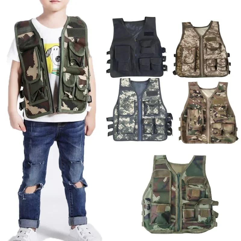 Gilet tactique pour enfants, uniforme pare-balles de Combat de chasse, Costumes spéciaux des Forces, vêtements de Camouflage dans la Jungle pour