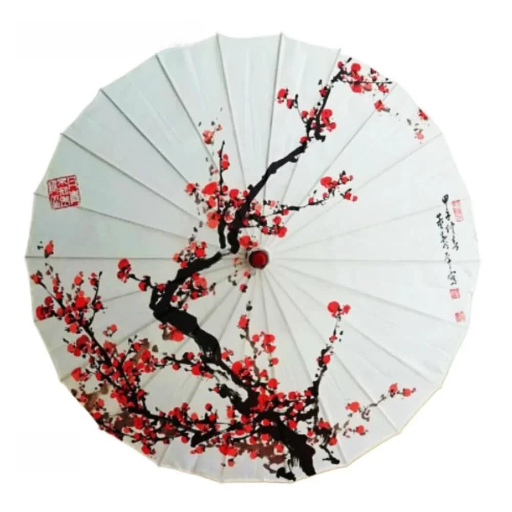 Parapluie en tissu de soie pour femmes, fleurs de cerisier japonaises, parapluie de danse ancienne, parapluie décoratif, parapluie en papier huilé