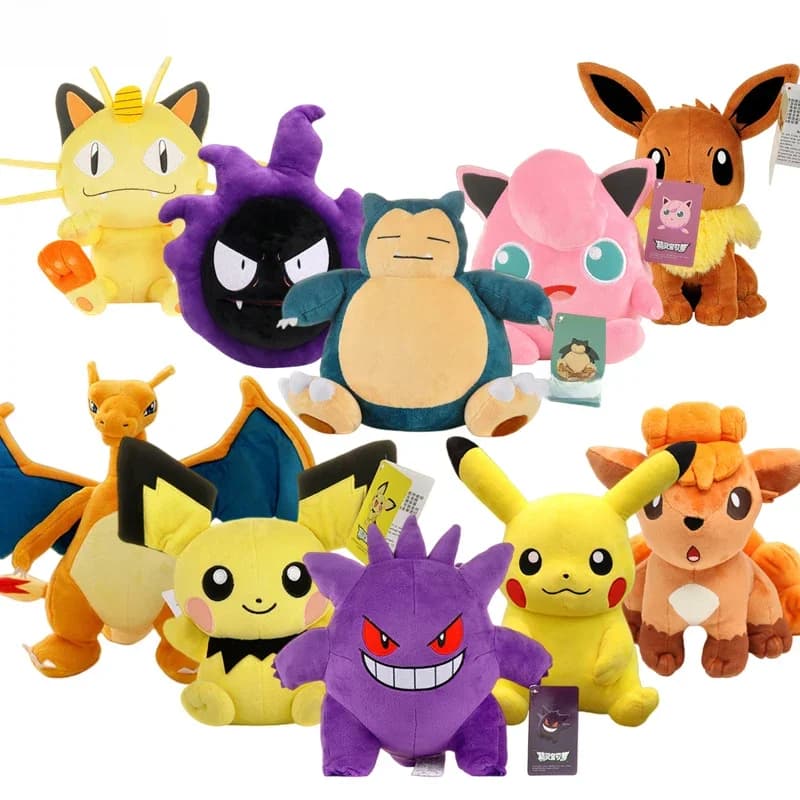 POELLsimplifié-Peluche Authentique de Dessin Animé pour Enfant, Jouet Doux et Mignon, Gengar, Pikachu, Dracaufeu, Kawaii, Cadeau