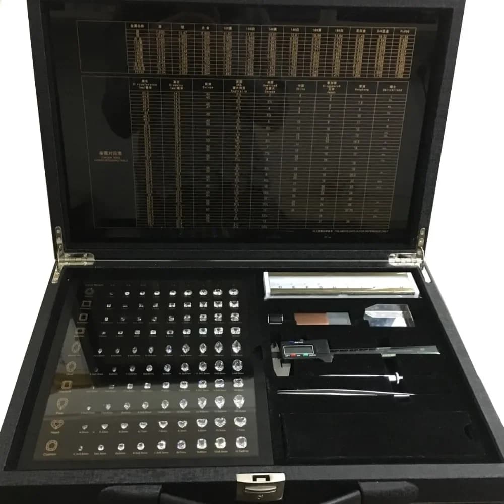 Ensemble d'outils de revendeur de diamants, testeur de qualité 4Cs, collection d'outils, document de charbon CZ, taille, forme, maître, ensemble