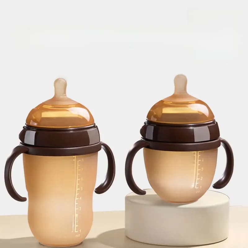 Biberon en Silicone Nano biberons avec poignée pour bébé sevrage biberon Anti-étouffement pour bébé 0-9 mois 150ML/250ML