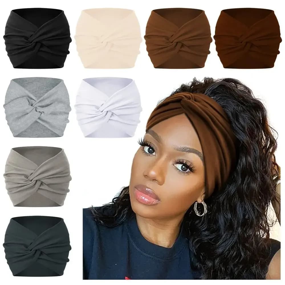 Bandeaux de sauna larges torsadés pour femmes, Turban d'entraînement, Bandeau, Accessoires pour cheveux, Optique extra large