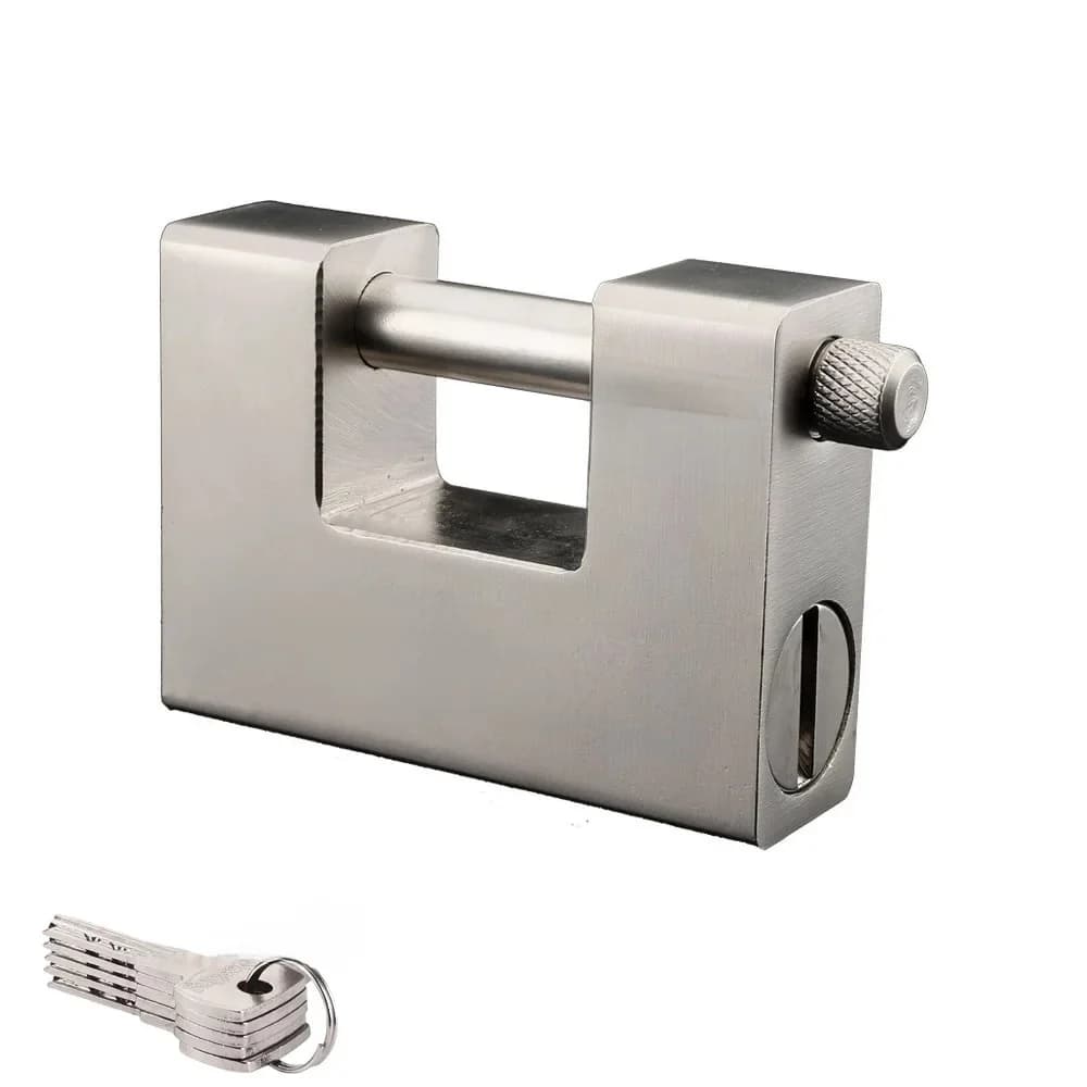 Cadenas avec clé robuste en laiton massif, 74/94mm, en forme de D, pour l'extérieur, protection des conteneurs de porte de Garage, porte