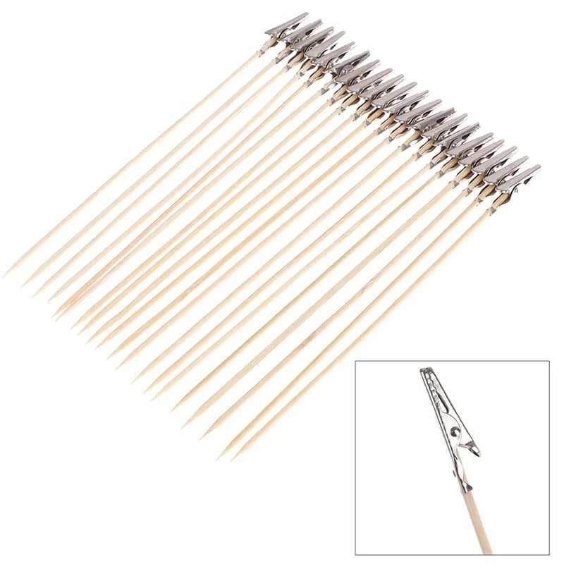 Support de peinture en bois et métal, 20 pièces, pince crocodile, outil de modélisation pour pièce de modèle d'aérographe