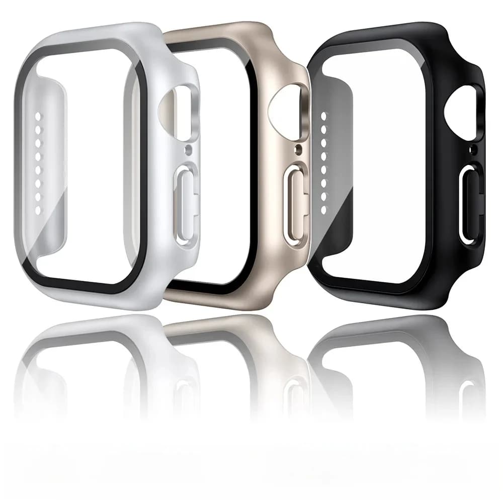 Verre trempé + étui pour Apple Watch 38mm 40mm 41mm 42mm 44mm 45mm 46mm, couvercle de protection d'écran iWatch 10 8 7 9 6 SE 5