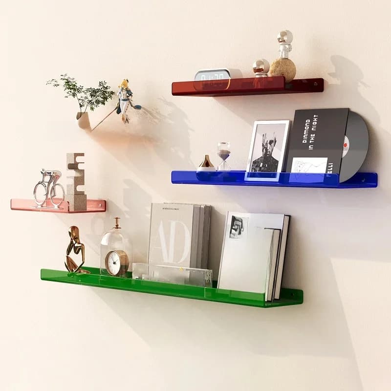 Étagère de rangement murale en acrylique de couleur, étagères modernes pour salle de bain, salon, poinçonnage gratuit, étagères décoratives
