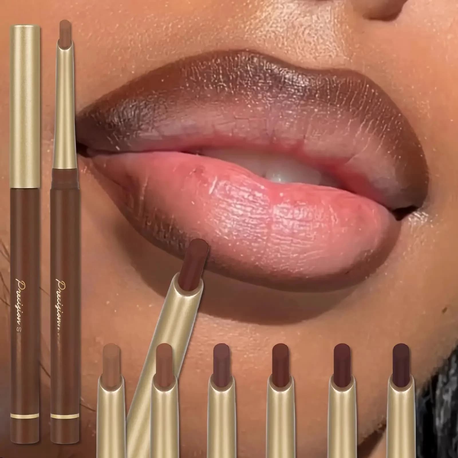 Rouge à lèvres au design biseauté Jules Liner, crayon à lèvres marron nude, maquillage naturel et durable, plume, contour, 256 6 couleurs