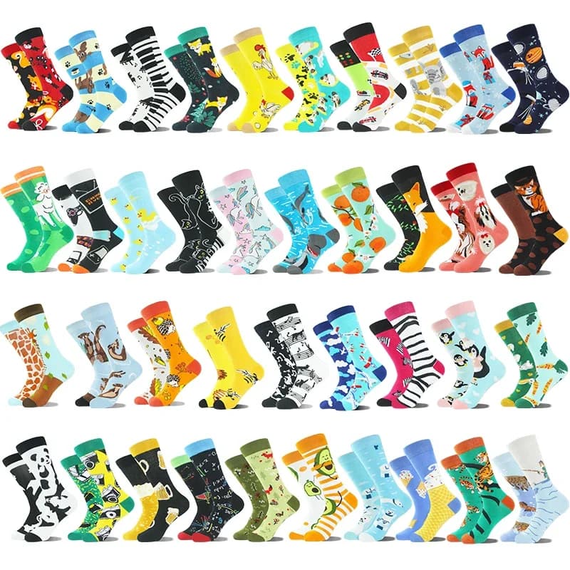 AB Happy coton chaussettes drôles hommes bière Panda canard conception folle Sokken unisexe nouveauté plante Piano équipage Skateboard Calcetines