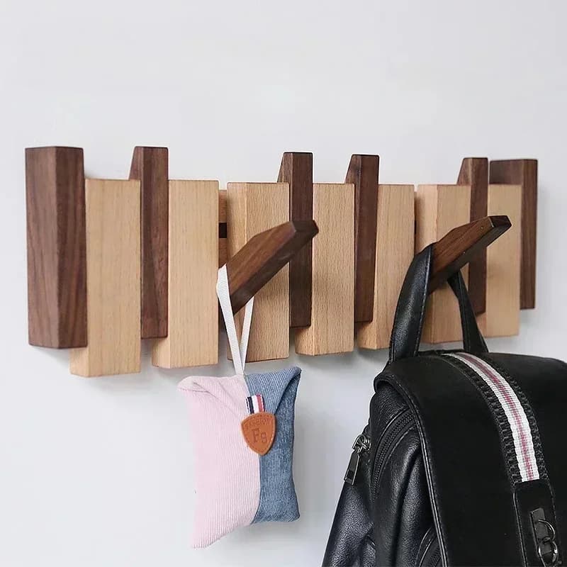 Xyloid porte-manteau mural suspendu porte d'entrée porche suspendu porte-manteau perforé en bois massif créatif Piano clés vêtements crochet
