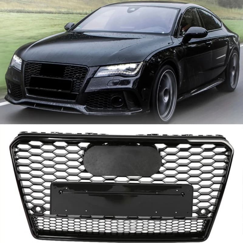 Grille de pare-chocs avant en accent d'abeille pour Audi, grille de course de style RS7, protection moteur en maille pour Audi A7 S7 Sline 2011-2015,