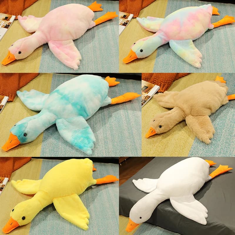 Grande Oie en Peluche pour Enfants, Énorme Canard Coloré, Oreiller en Peluche, Animal Boba, Beurre d'Oie Kawaii, Cadeaux d'Anniversaire, Nouveau