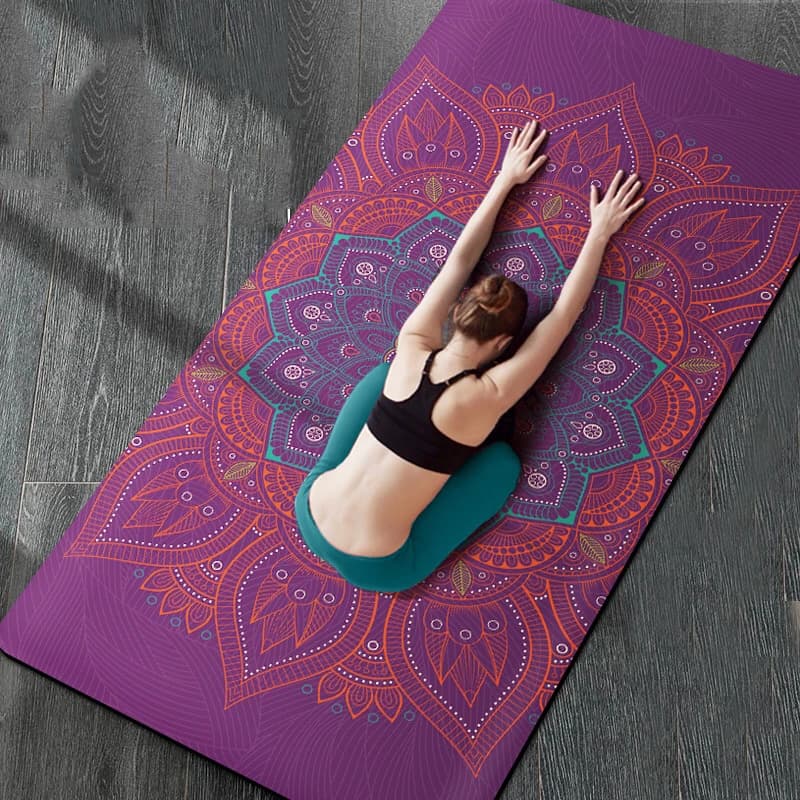 Tapis de fitness confortable et antidérapant en daim TPE naturel, 183cm x 80cm x 6mm, large 80cm