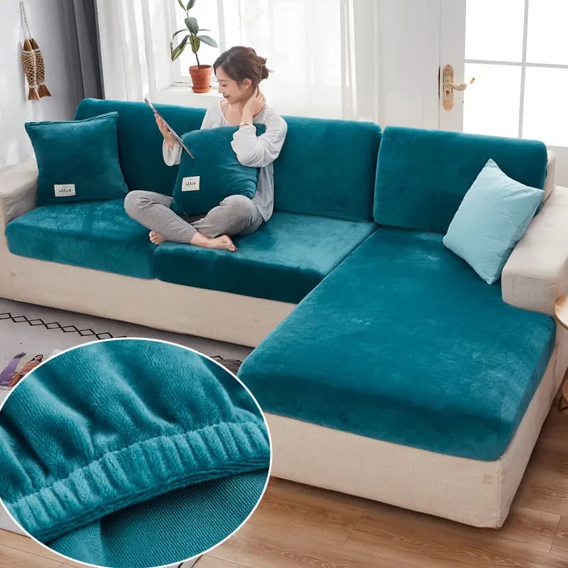 Housse de protection en velours jacquard épais pour coussins de canapé, solide, extensible et résistant