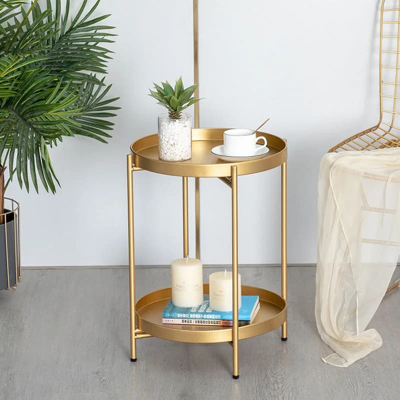 Petite Table Ronde Nordique Minimaliste, Table Basse en Fer, Double Couche, Salon Moderne, Chambre à Coucher, Luxe observateur, délégations