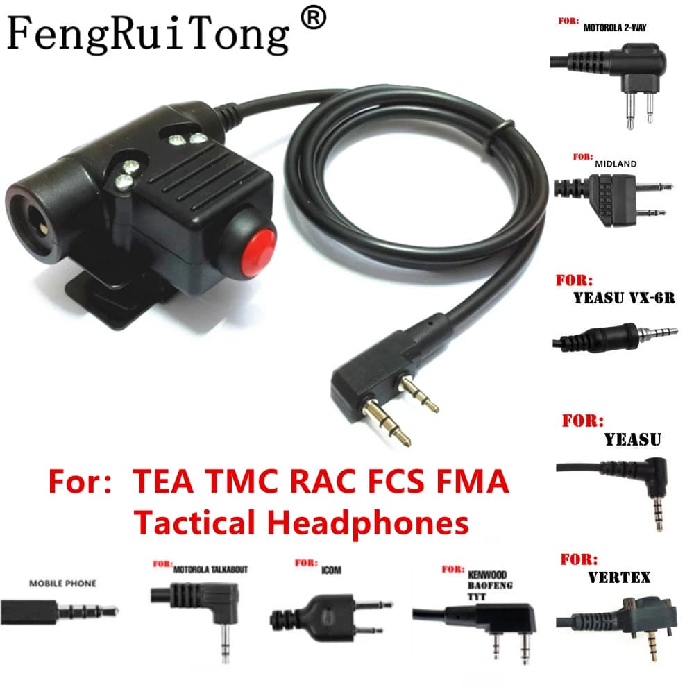 Accessoires de casque DulU94 PTT, casque pour Motorola BAOFENG, UV5R, KENWOOD, YEASU, ICOM', TEA, TMC, RAC, FCS, FMA
