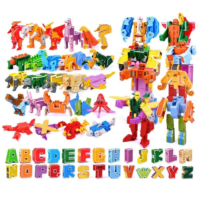 26 GUDI anglais lettre Alphabet Transformation Robot dinosaure déformation Animal figurine apprendre A-Z jouets ensemble