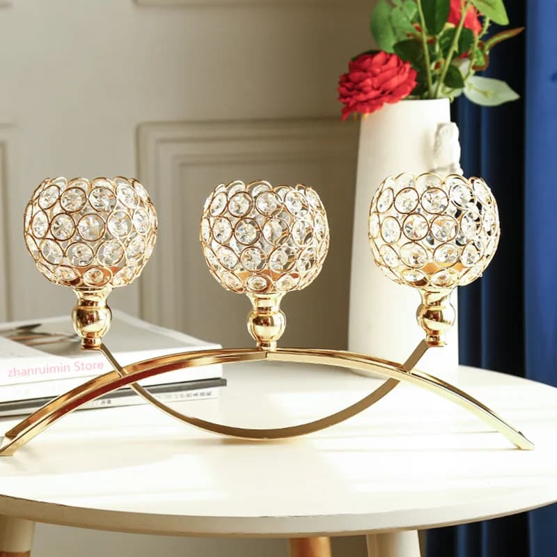 3 bras Candelabres cristal Candelabrum gobelet bougeoirs bol photophore chandeliers maison mariage ornement décor