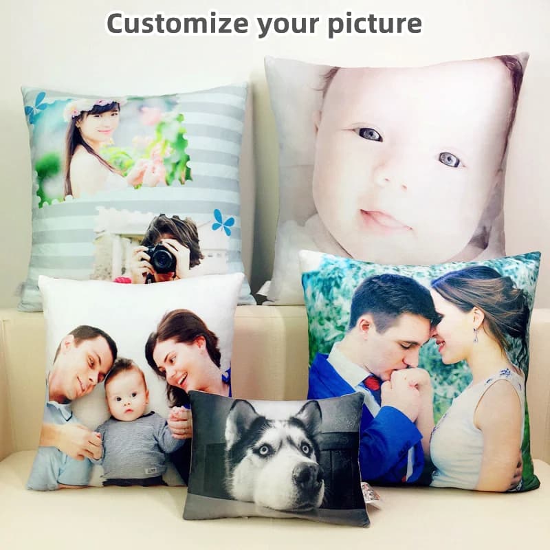 Coussin carré personnalisé avec Photo, oreiller en peluche pour chien, canapé, voiture, cadeau de noël, oreiller photo pour Couple, coussin photo