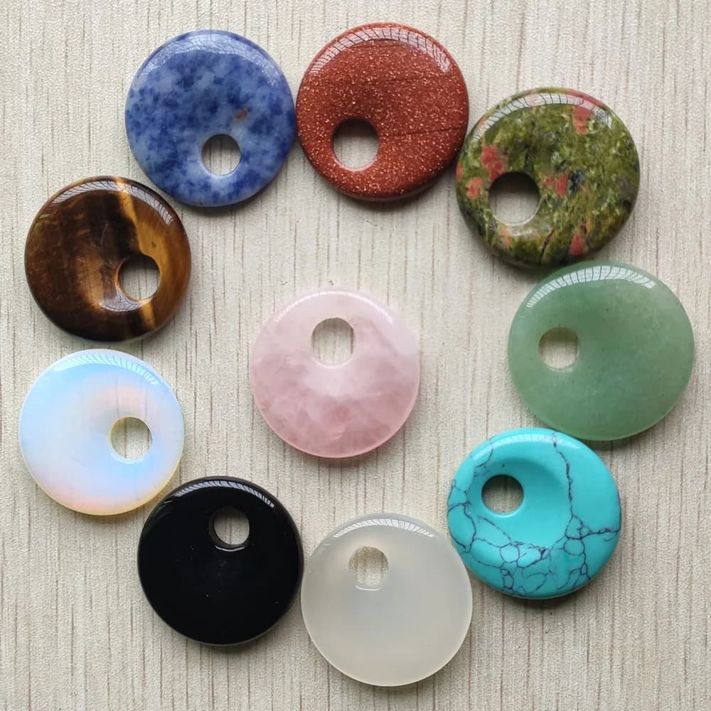 Mélange de pierres naturelles pour la fabrication de bijoux, perles de beignet à tricoter, pendentifs à breloques à la mode, collier et bracelet,