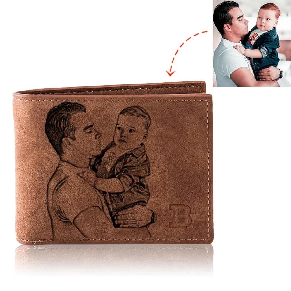 Portefeuille photo avec gravure personnalisée, portefeuilles multifonctions rétro givré, porte-cartes multiples, sac de monnaie de loisirs, cadeau