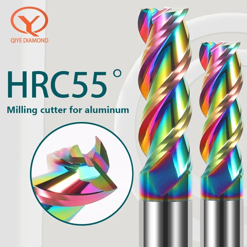 Fraise en carbure à 3 cannelures, fraise en bout de tungstène, dents de revêtement DLC, outil de fraisage en aluminium, mèche de routeur pour