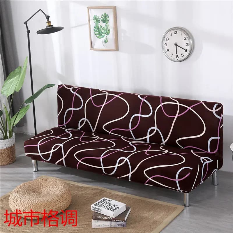 Housse de canapé-lit pliante extensible sans accoudoirs Housse de canapé futon sans accoudoirs Housse de canapé 3 places amovible lavable en