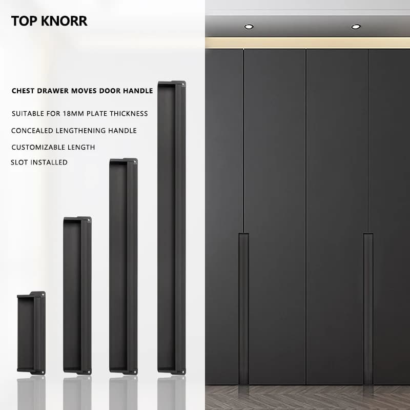 Poignée invisible pour porte de garde-robe, poignée de fente cachée de longueur de longueur, grande poignée noire dorée, moderne et simple, TOP