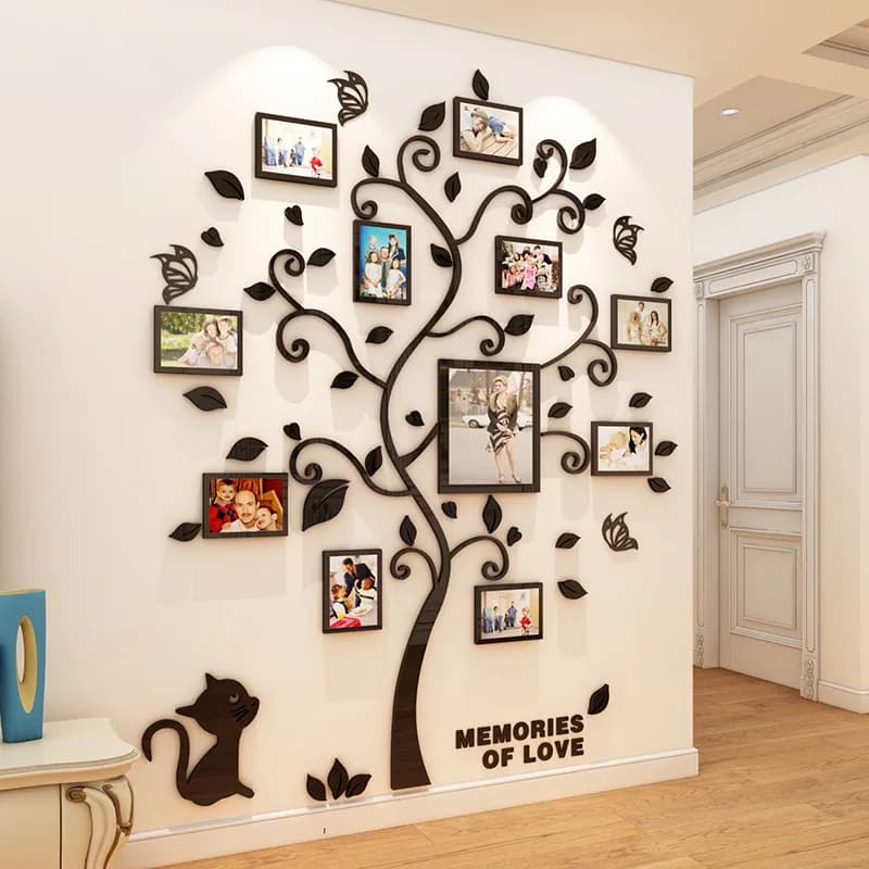 Autocollants muraux miroir acrylique 3D, cadre Photo, décoration artistique pour salon, maison, arbre Photo familial, DIY bricolage