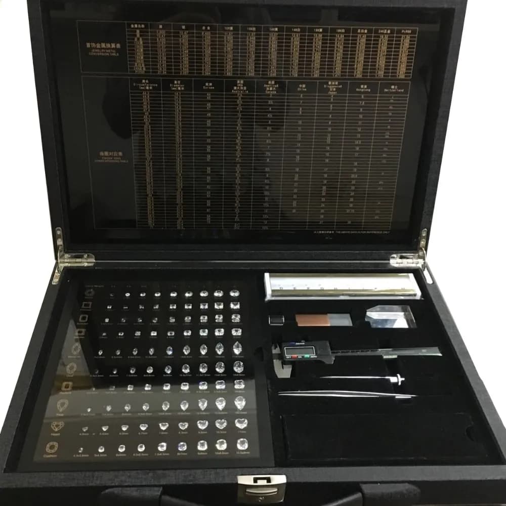 Ensemble d'outils de revendeur de diamants, testeur de qualité 4Cs, collection d'outils, document de charbon CZ, taille, forme, maître, ensemble