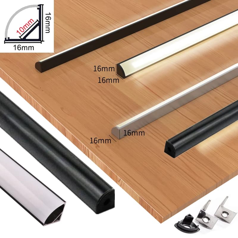 Profilé en Aluminium Noir avec LED de Type V et Couvercle Laiteux, Diffuseur de Canal, Barre de Ligne et Bande de Lumière pour Décor Mural, Idéal