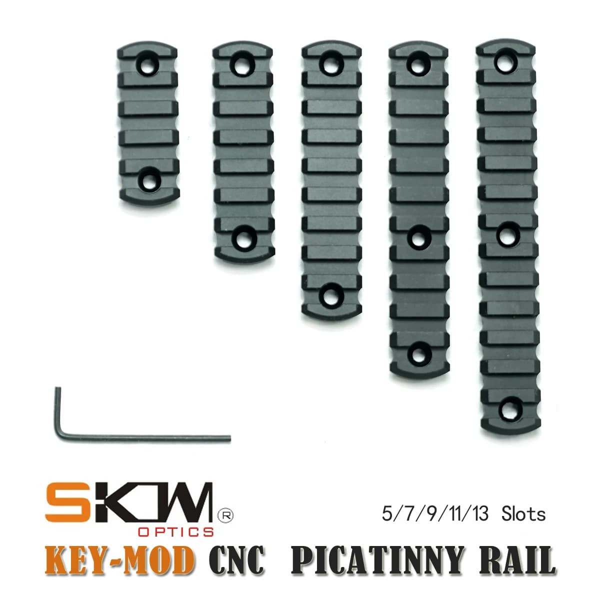 SKWGEAR clé Mod/M-LOK 6061-T6 Rail Picatinny anodisé 5/7/9/11/13 fentes/Weaver CNC Sections de Rail ensembles de segments pour garde-mains