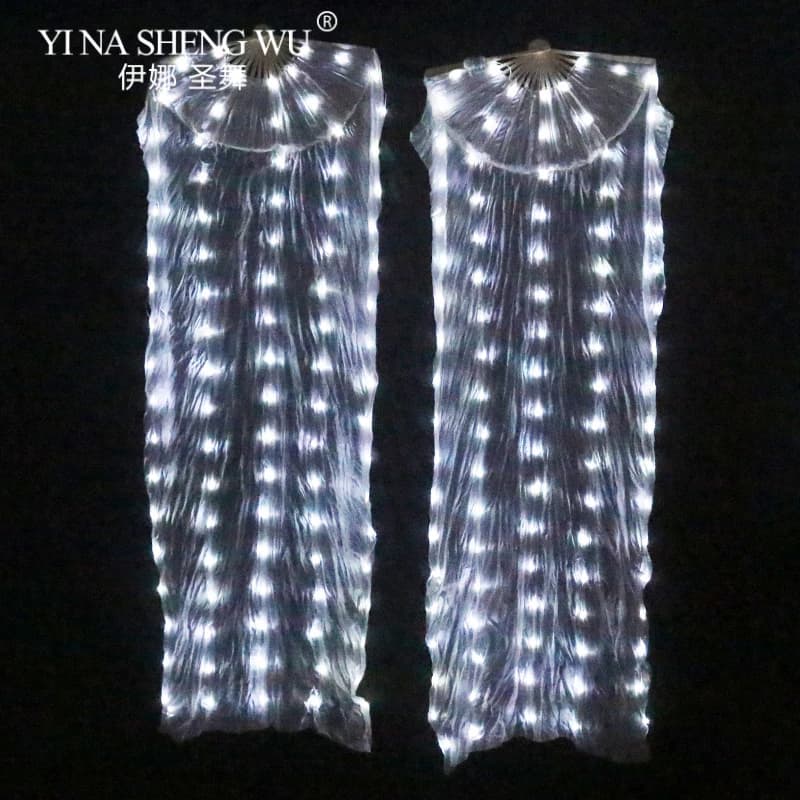 Ventilateurs LED en soie pour danse du ventre, accessoires LED pour spectacle sur scène, ventilateurs LED lumineux colorés, LED brillant, 1 pièce/1