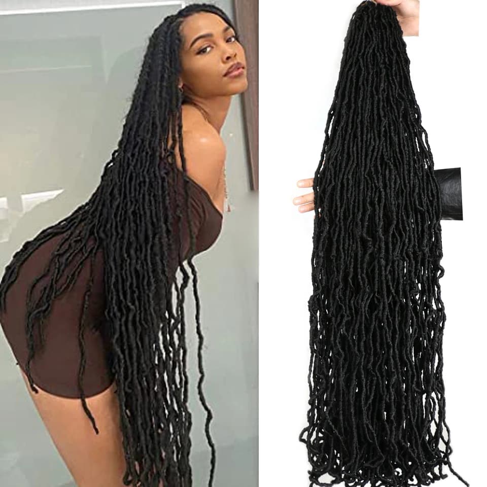 18 24 36 Pouce Faux Locs Crochet Hair Dreadlocks Ginger Burgundy 350 Ombre Blonde Colors Faux Locks Crochet Hair Pre Looped Soft Locs Fausse Locks