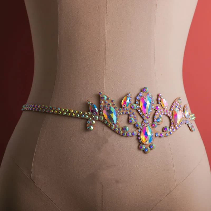 Bijoux de corps en cristal brillant pour femmes, ceinture de ventre, accessoire de costume de danse du ventre, bande de cheveux colorée, bijoux de